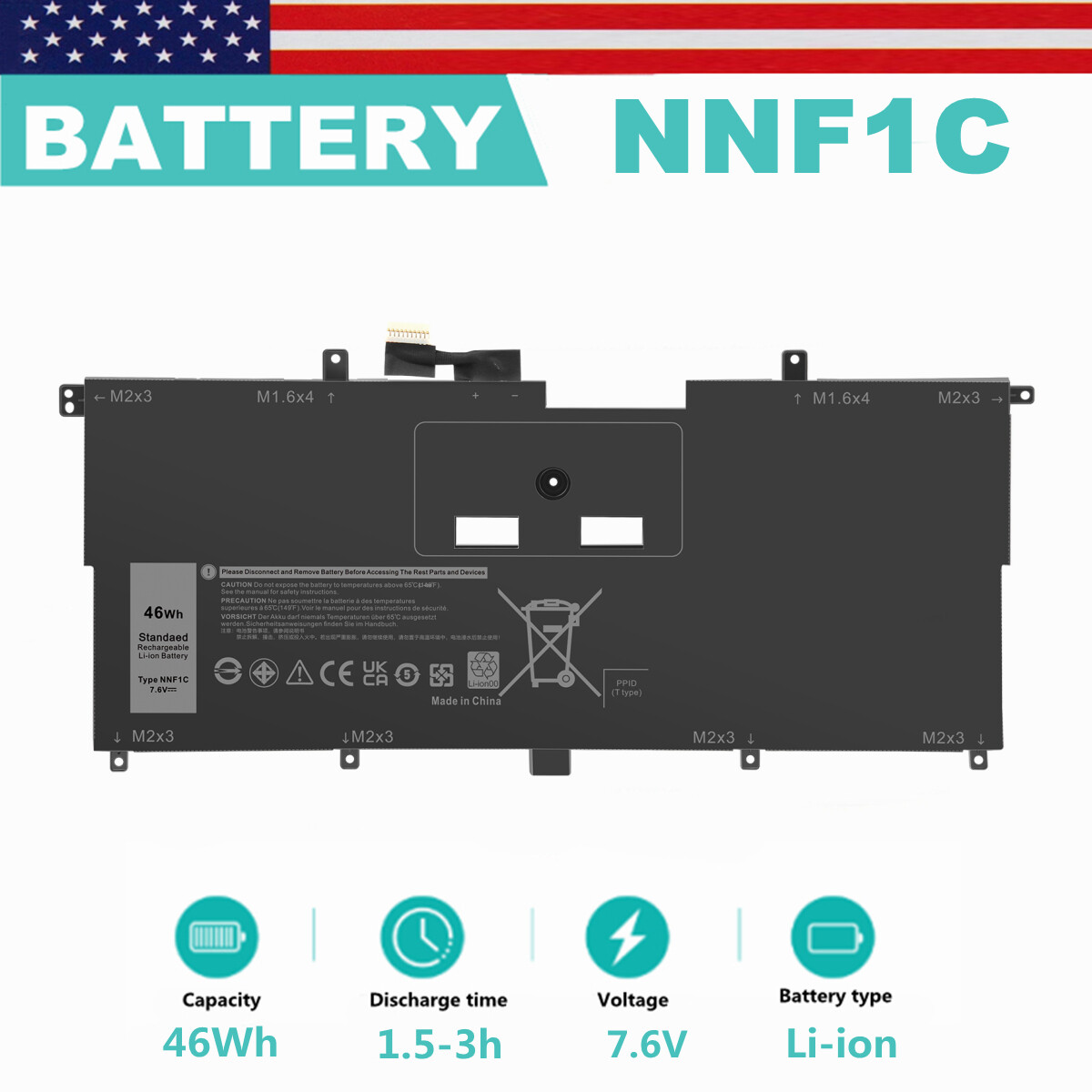 Battery for Dell XPS 13 9365 2in1 2017 13-9365-D1605TS NNF1C HMPFH NP0V3 P71G