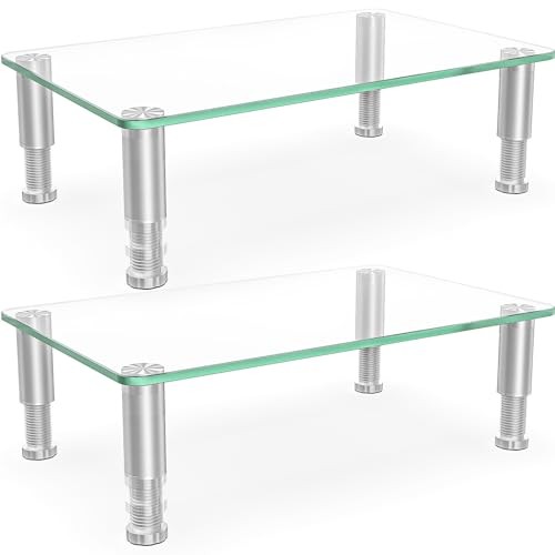 Hemudu 2 Pack Computer Monitor Riser with Height Adjustable Multi Media Desktop