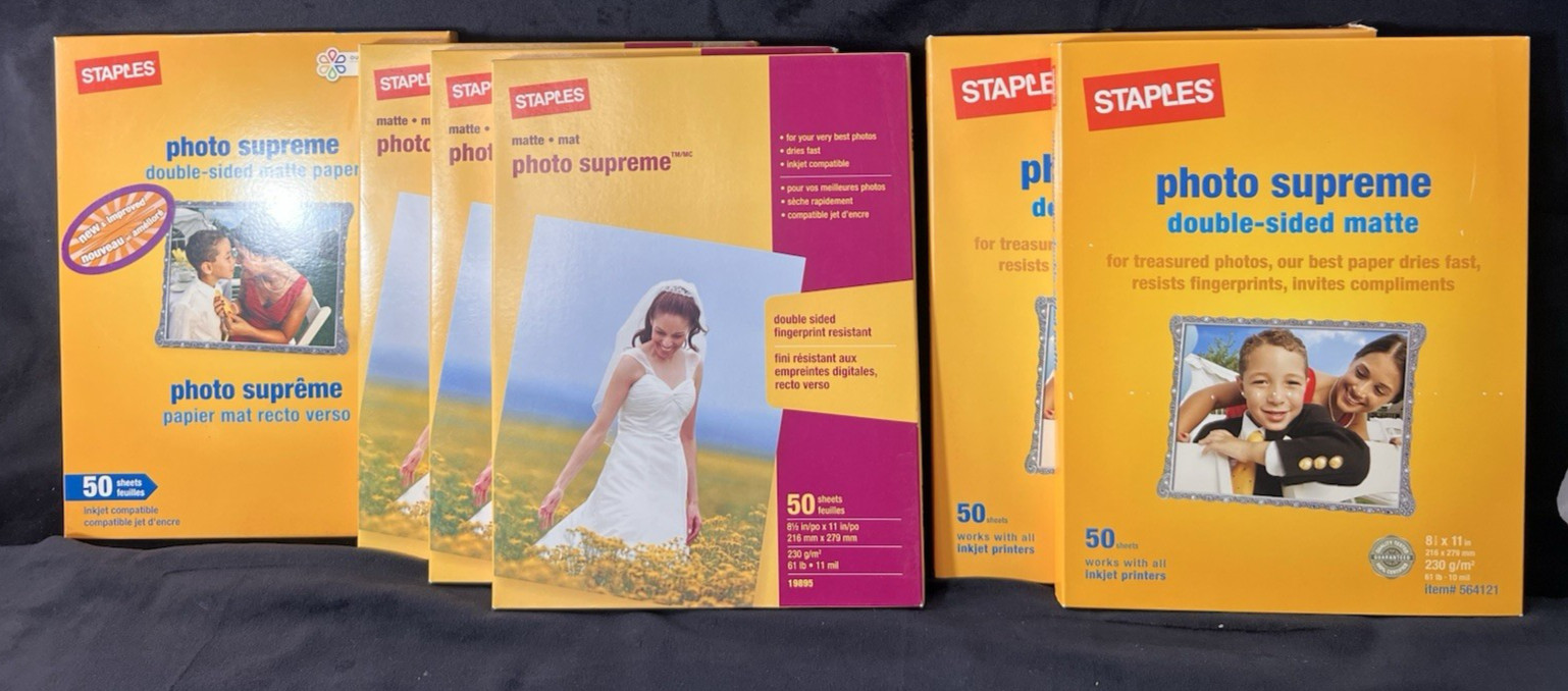 Staples Photo Supreme Photo Paper Lot of 6 Full Packs 8.5x11 300 Sheets Inkjet