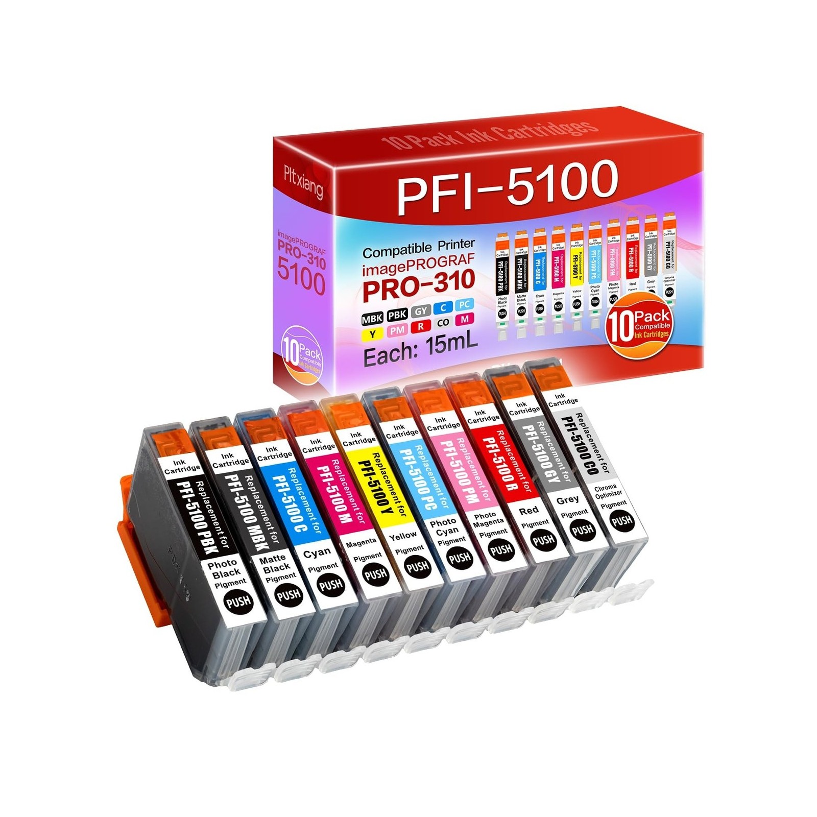 5100 Ink Cartridges Replacement for Canon PFI-5100 Ink Cartridges, Compatible...