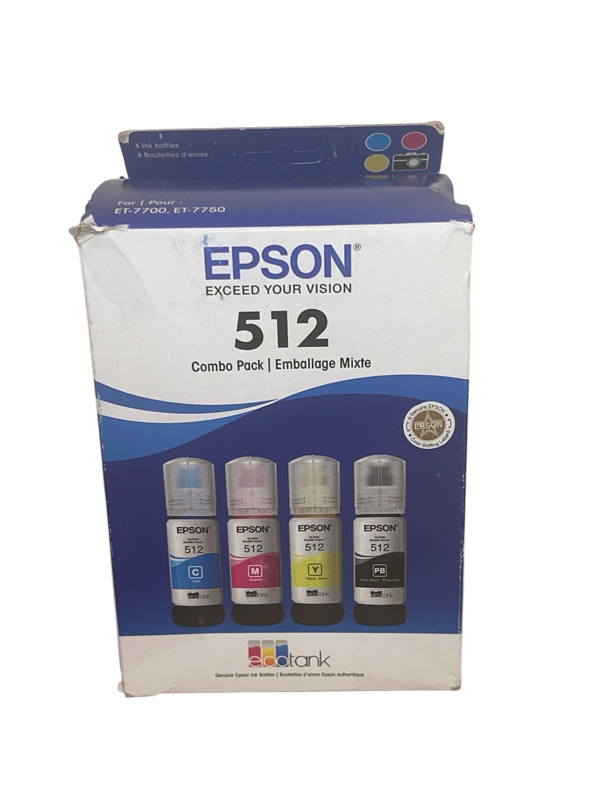 Epson 512 EcoTank Ink Bottles Full Set 5-Pack Black Cyan Magenta Yellow Sealed