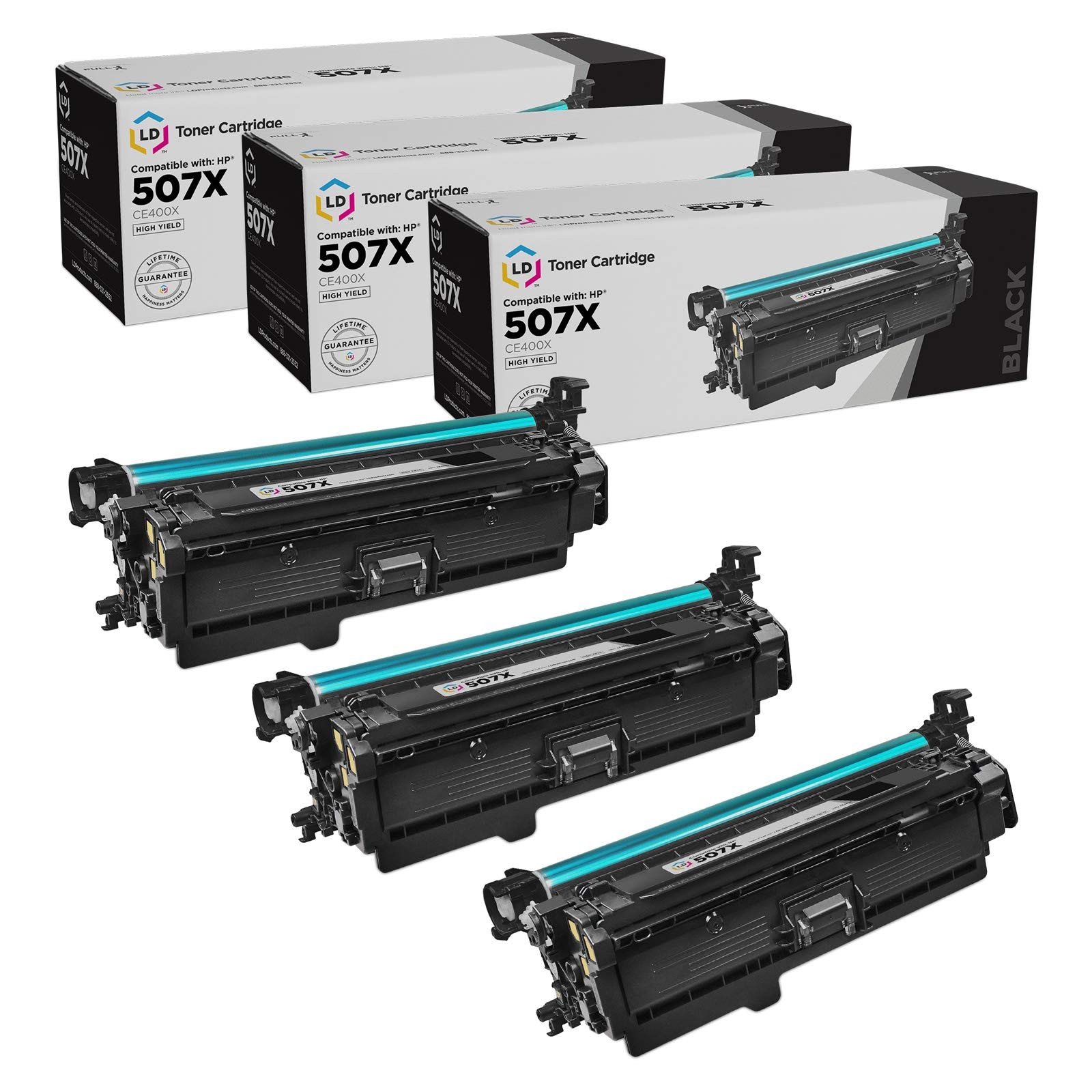 3PK LD CE400X Toner Compatible With HP 507X LaserJet 500 M551 M570 M551n M551dn