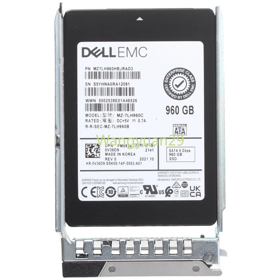 V36D9 0V36D9 Dell EMC 960GB 6Gbps SATA RI TLC 2.5'' SSD 14/15/16G KIT