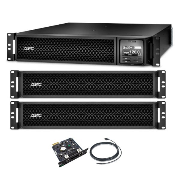 Bundle: APC Smart UPS SRT2200RMXLA with 2 SRT72RMBP XL Battery Packs & AP9631