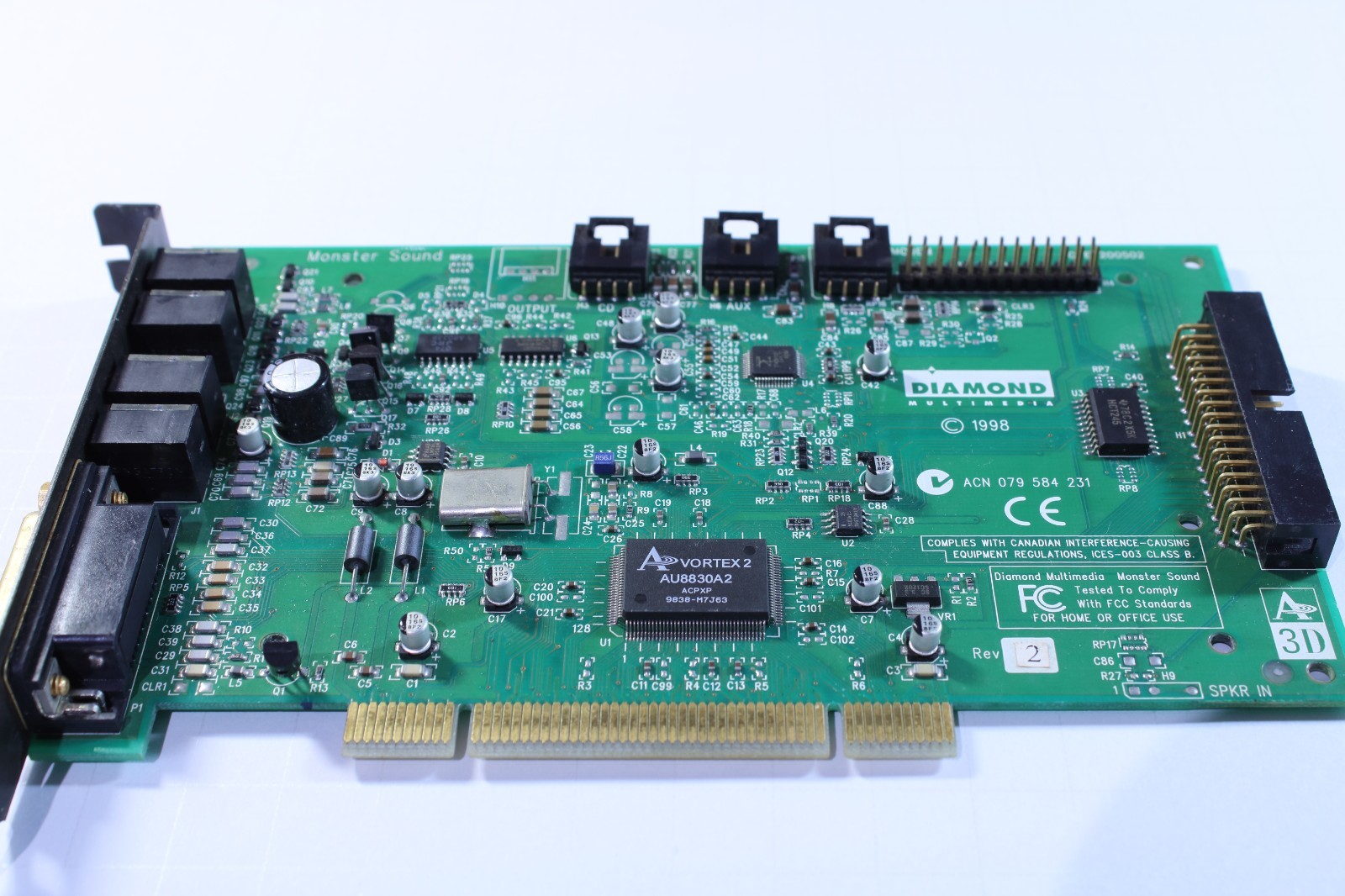 Diamond Monster Sound MX300 Aureal Vortex 2 AU8830A2 PCI Sound Card Untested