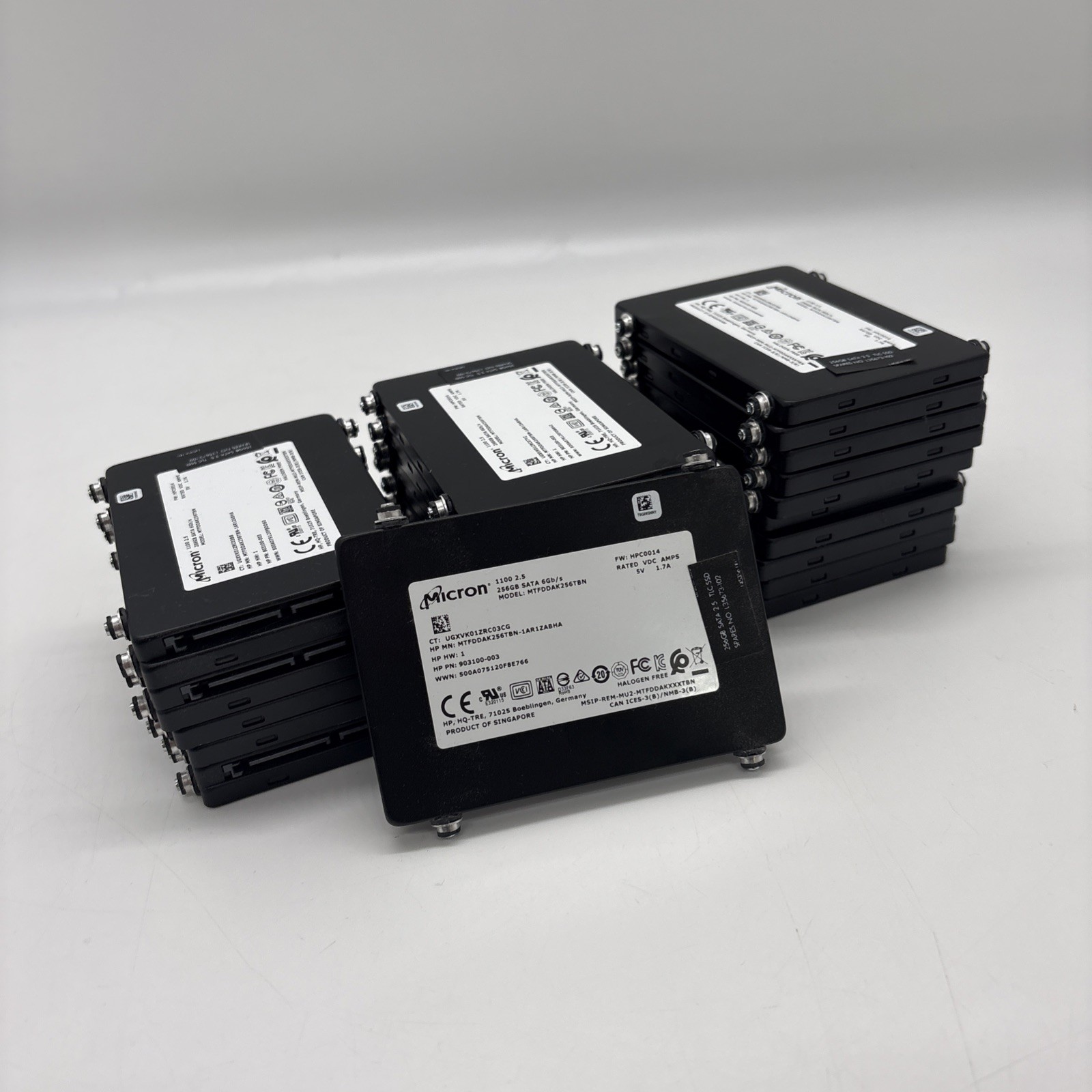 Lot of 22 Micron 1100 256GB SATA 6Gb/s 2.5" SSD MTFDDAK256TBN Wiped