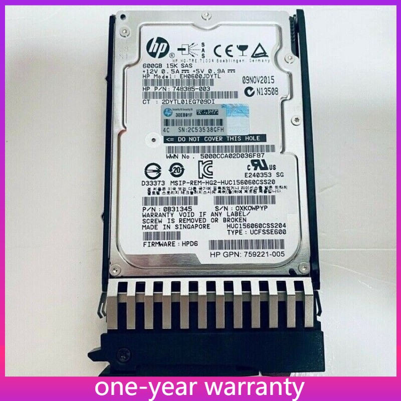 NEW HPE 787642-001 J9F42A MSA 600GB 12G SAS 15K SFF 2.5" DP ENT HDD Hard Drive