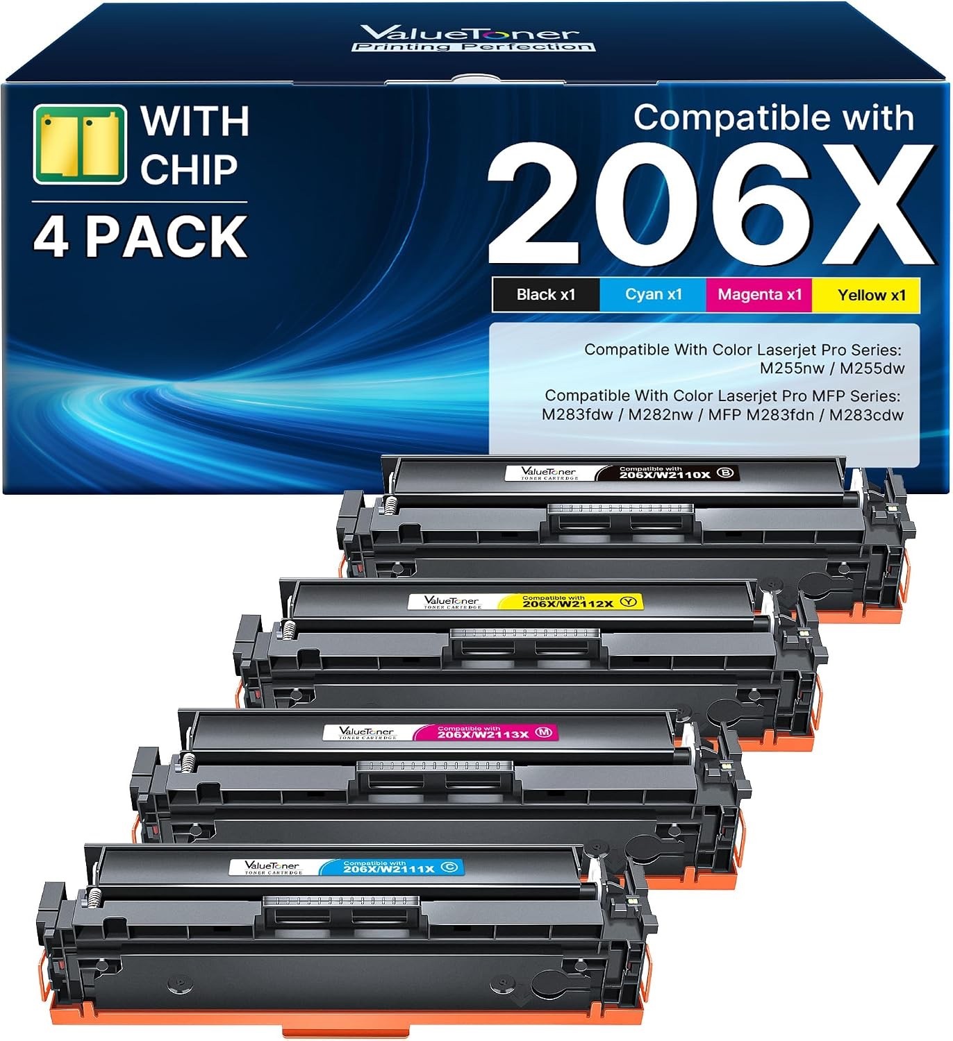 206X Toner Cartridge 4 Pack High Yield Toner - for HP Color Laserjet 206X 206A