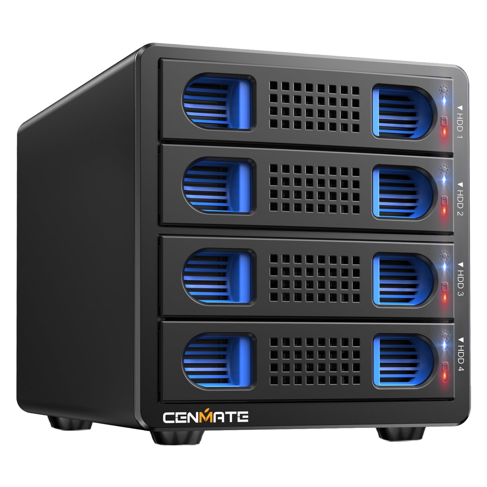 CENMATE Aluminum 4 Bay 10Gbps Hard Drive Enclosure with Cooling Fan for 4 bay