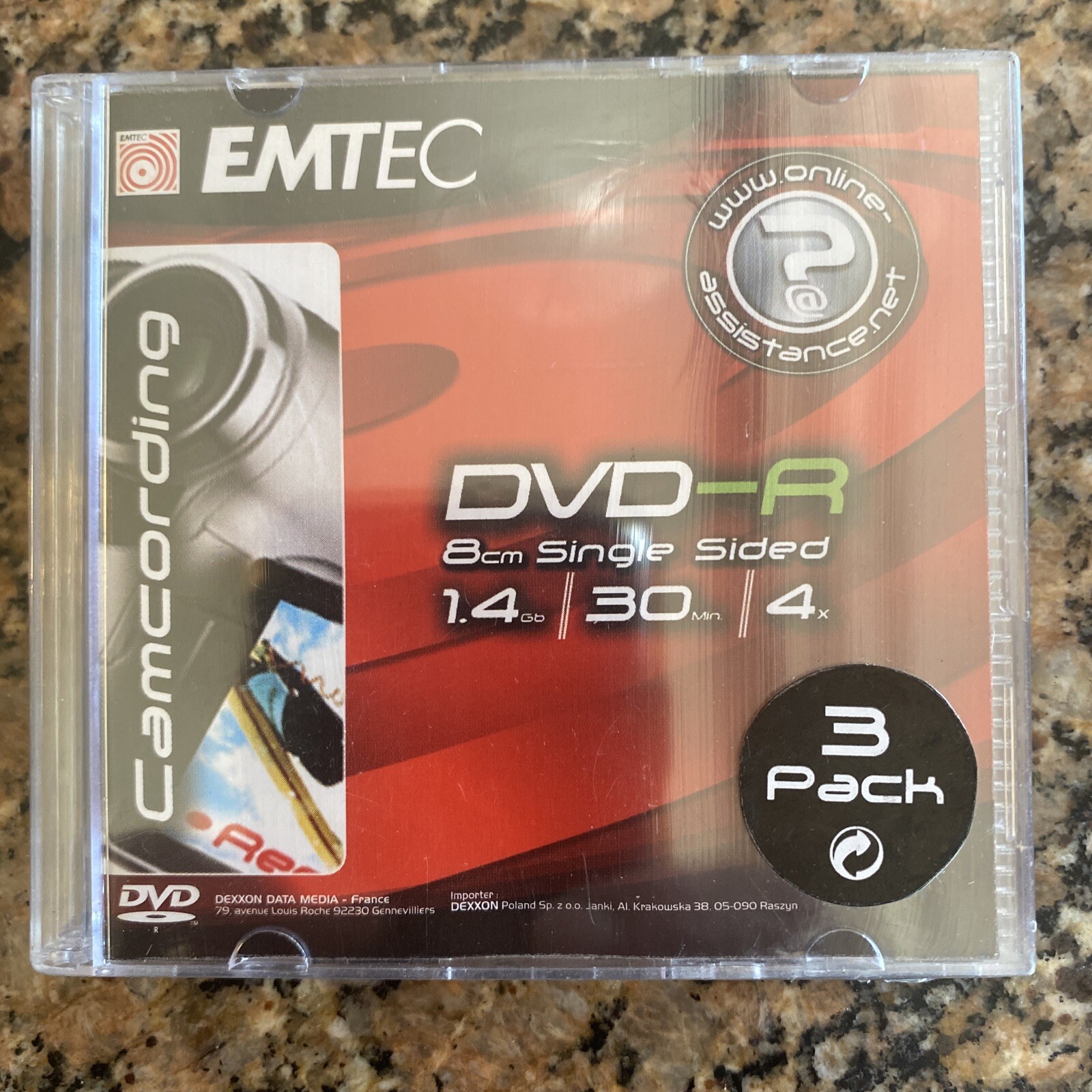 BRAND NEW SEALED  EMTEC 3-Pack DVD-R 30 Minute Single Sided Camcording Discs