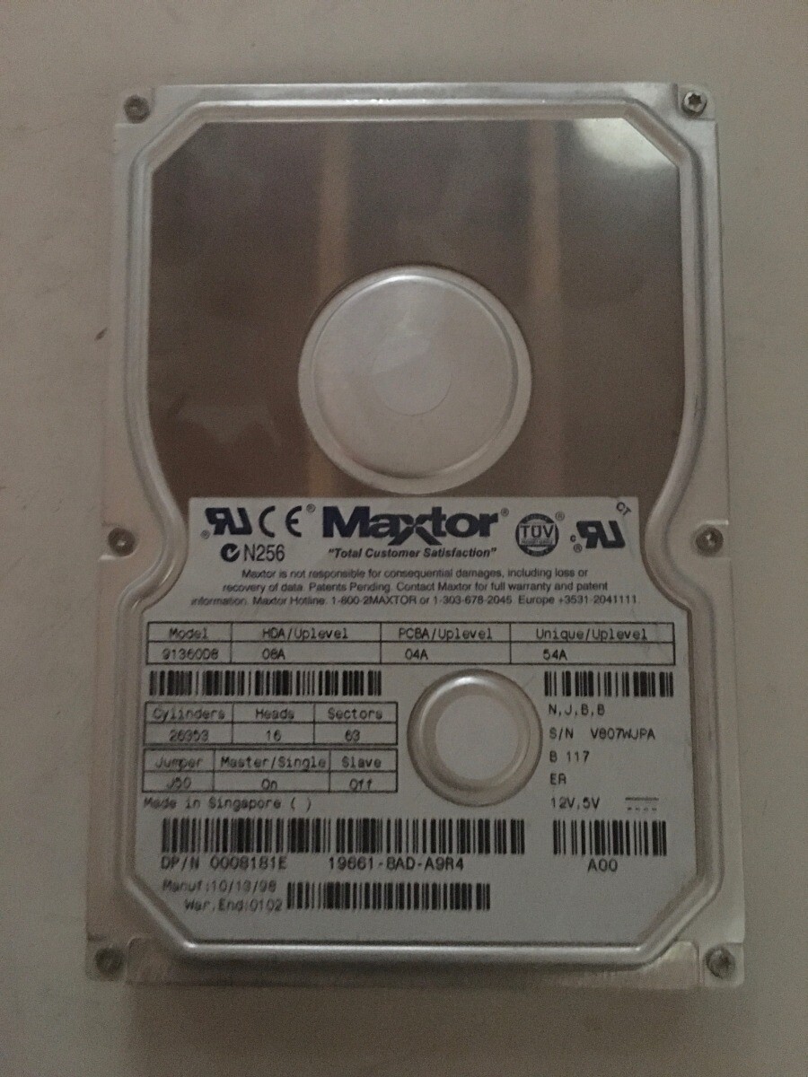 HDD, 13.6GB,08A 04A 54A;N,J,B,B;DP/N 0008181E;CV08A,(#1308)