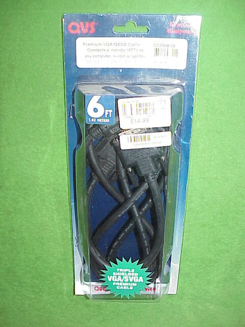 6ft Premium VGA/SVGA Cable connect monitor HDTV to computer/switch QVS CC388B-06