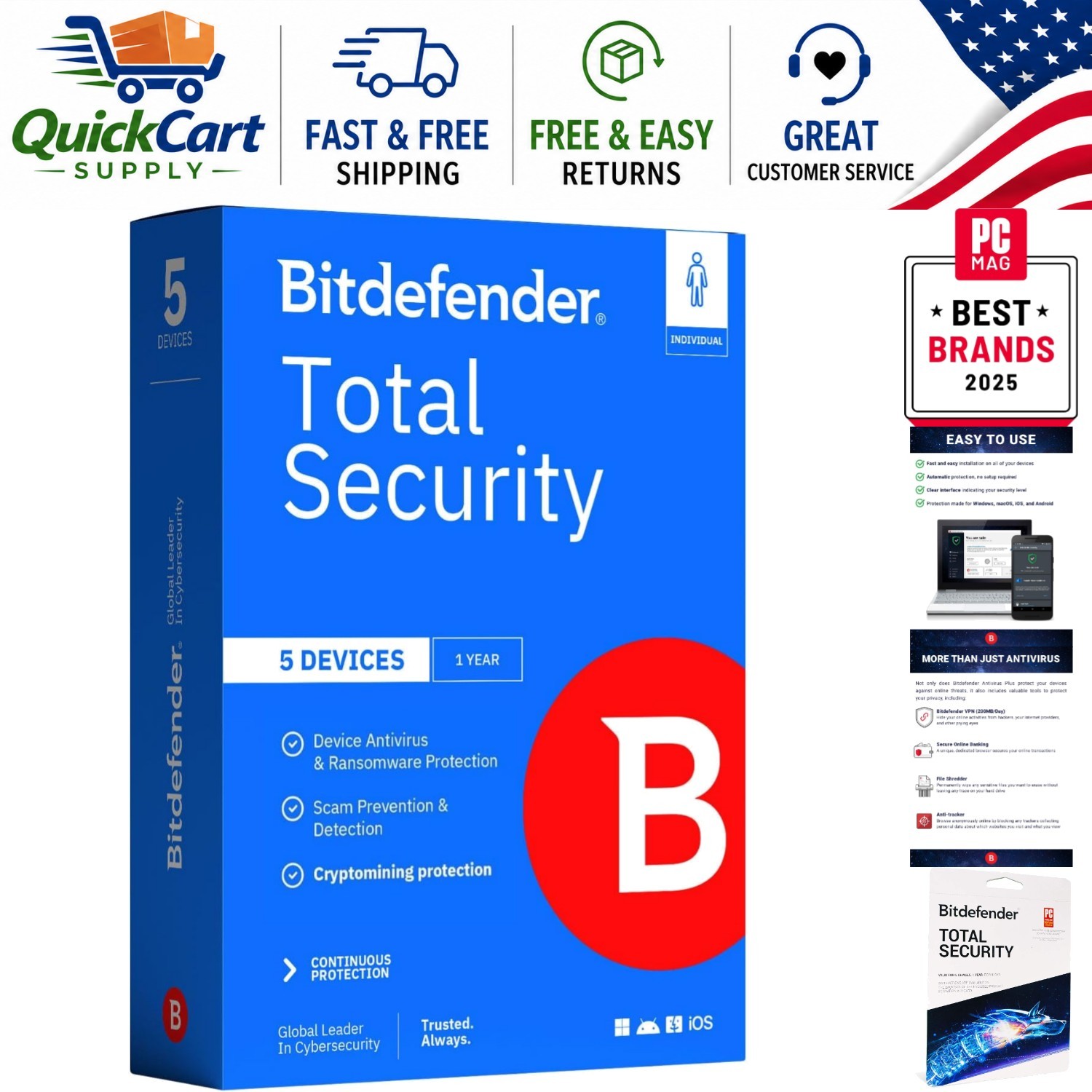 Total Security 2026 Bundle: Antivirus, VPN, & Parental Control for 5 Devices