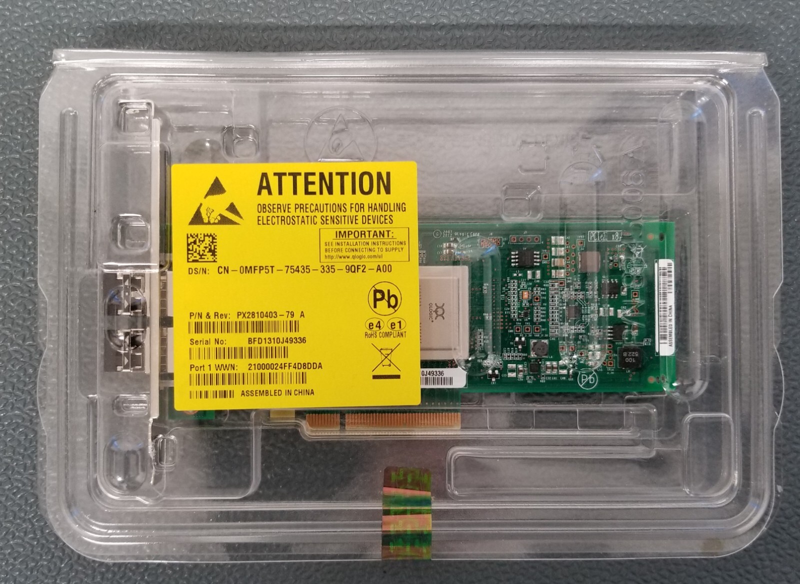 Dell FC Controller 0MFP5T / PX2810403-79 A; 8Gbps  PCI-E Dual Port Fibre