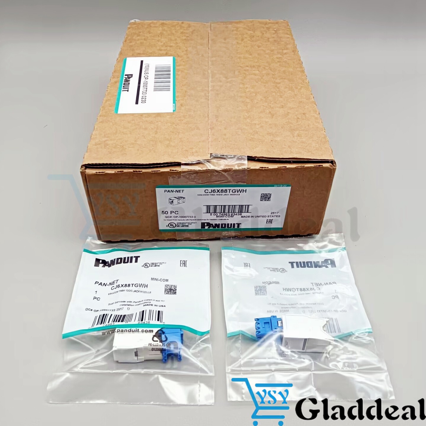 New CJ6X88TGWH (BOX OF 50) For Panduit Cat6a 10 Gig Mini-Com Jack White