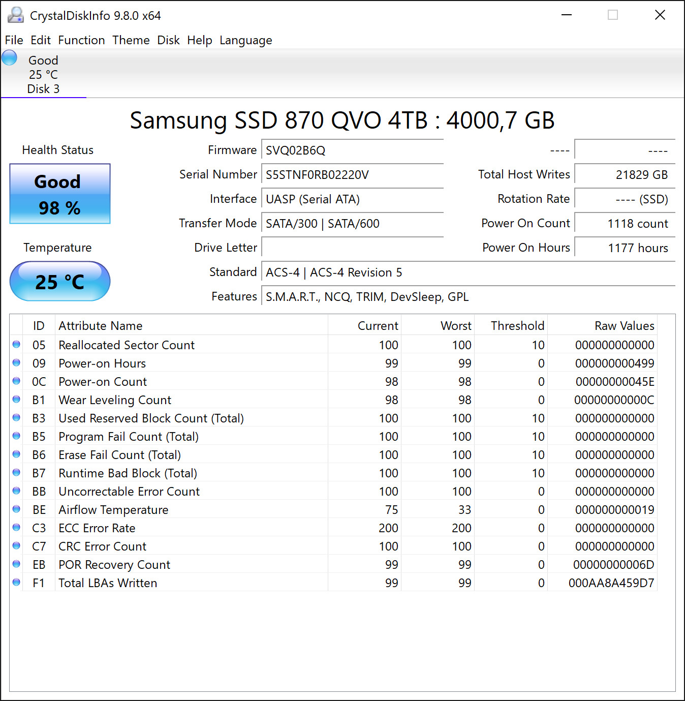 Samsung 870 QVO 4TB MZ-77Q4T0 2.5" SATA III SSD QLC Internal 560MB/s MZ7M34T0HALC
