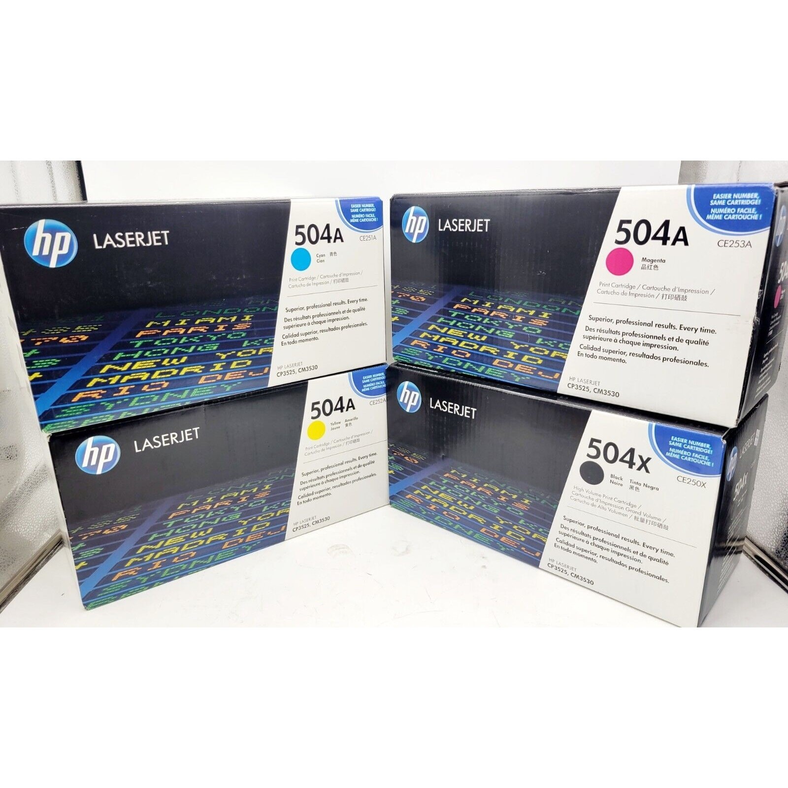Genuine HP 504A Toner Cartridge Set CE250X CE251A CE252A CE253A NEW