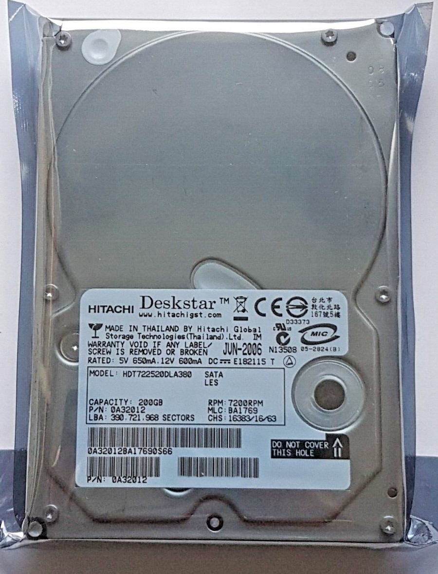 200GB SATA Hitachi Deskstar HDT722520DLA380 7200RPM 8MB HDD 3.5" Hard Drive New