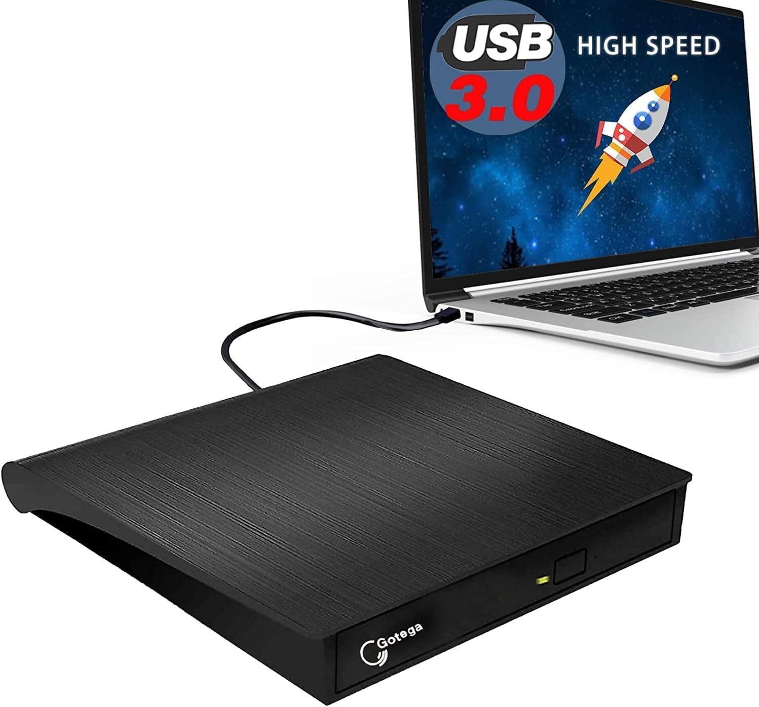 Gotega External DVD Drive, Usb 3.0 Portable +/-Rw, DVD Player For CD R Personal 