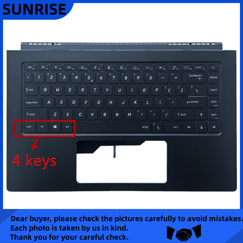 New For MSI Prestige 15 P15 MS-16S3 Upper Case Palmrest Cover Backlit Keyboard