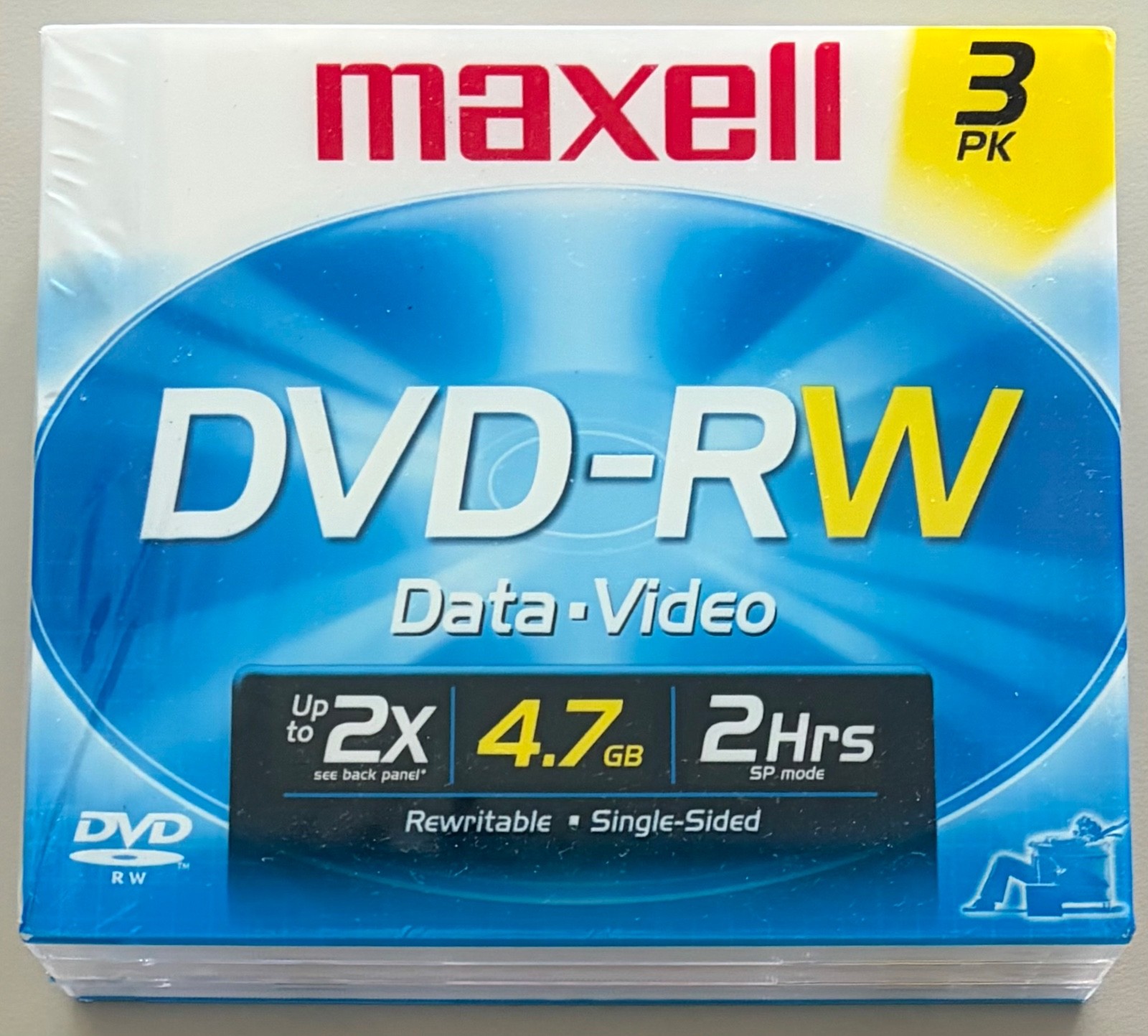 NOS Maxwell DVD-RW 3 Pack (SEALED) 4.7GB Rewritable Single-Sided Data Video