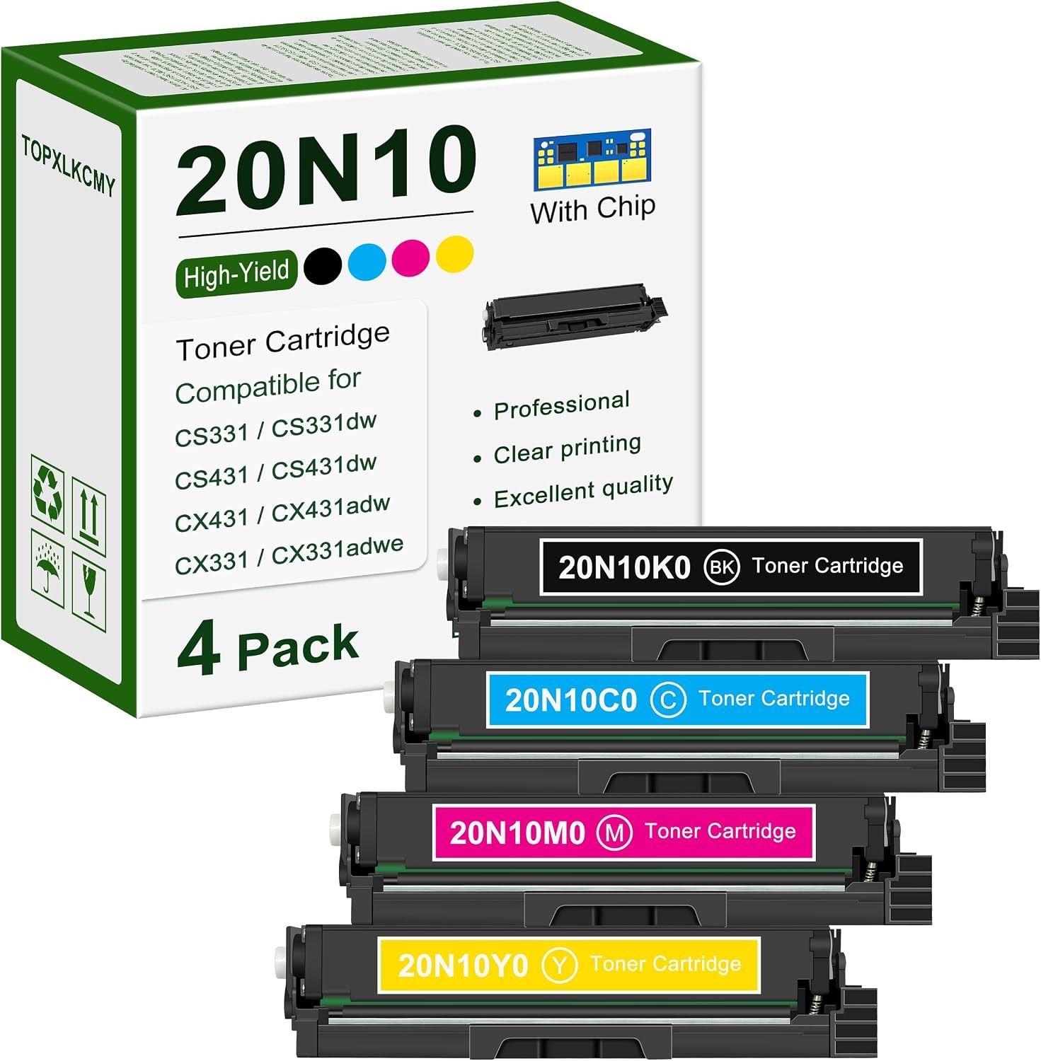 20N10 High-Yield Toner Cartridge for Lexmark CS331 CX331 CS431 CX431 Printers