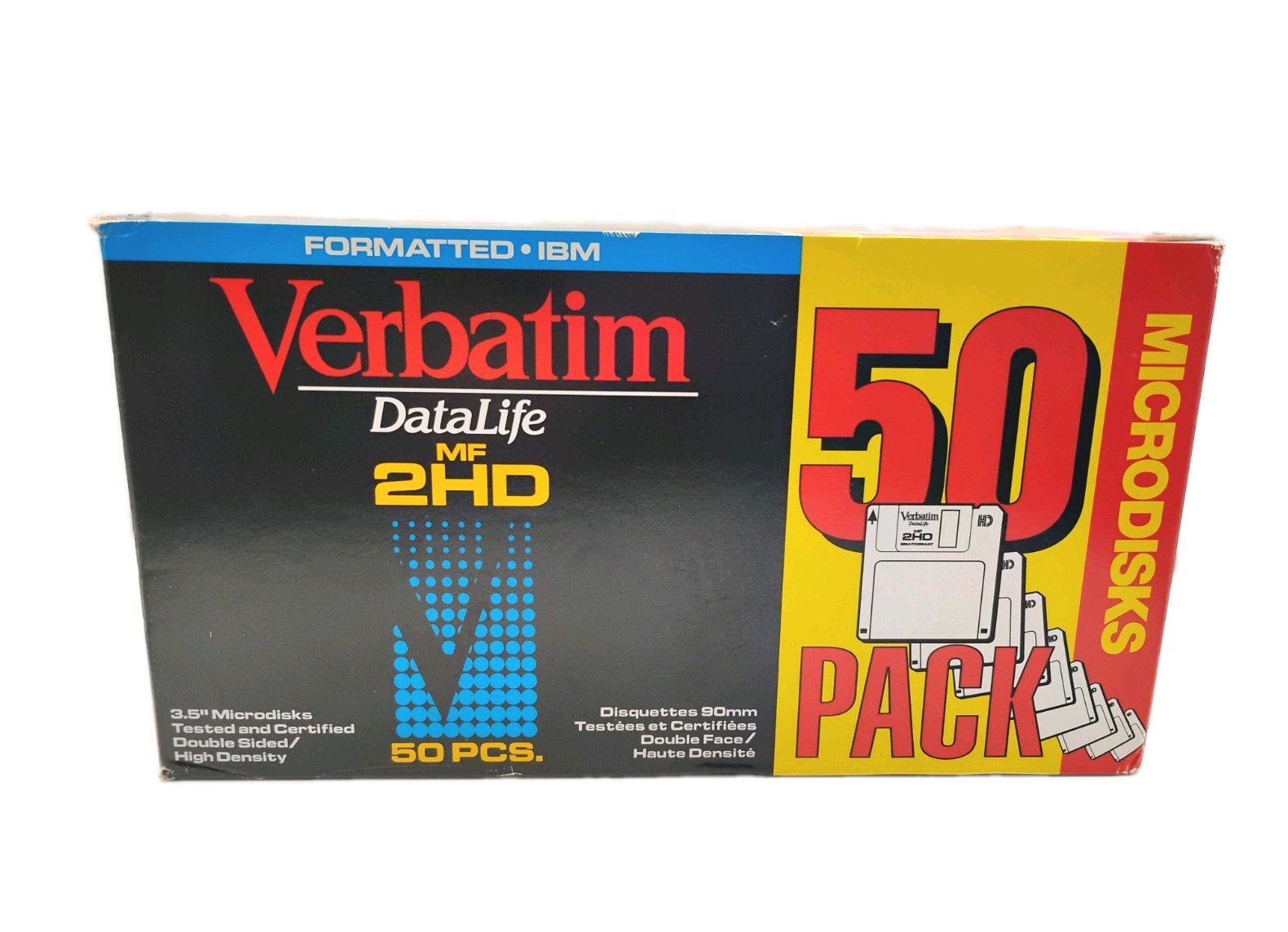 Verbatim Data Life MF -2 HD Microdisks Double Sided 50 Pack, Gray, In Wrapper