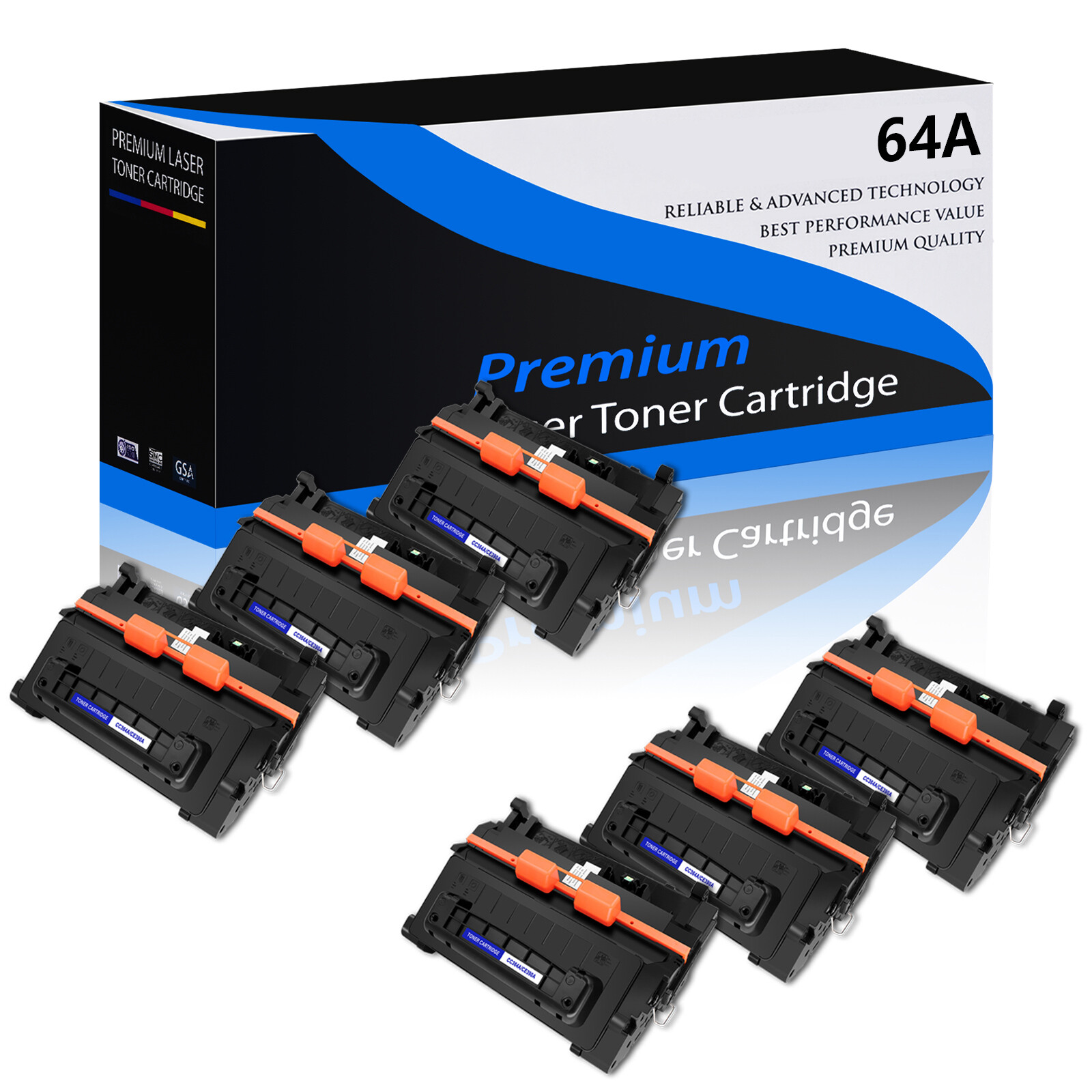 6PK CC364A 64A Black Toner Cartridge For HP P4515n P4515tn P4515x P4015x P4015dn