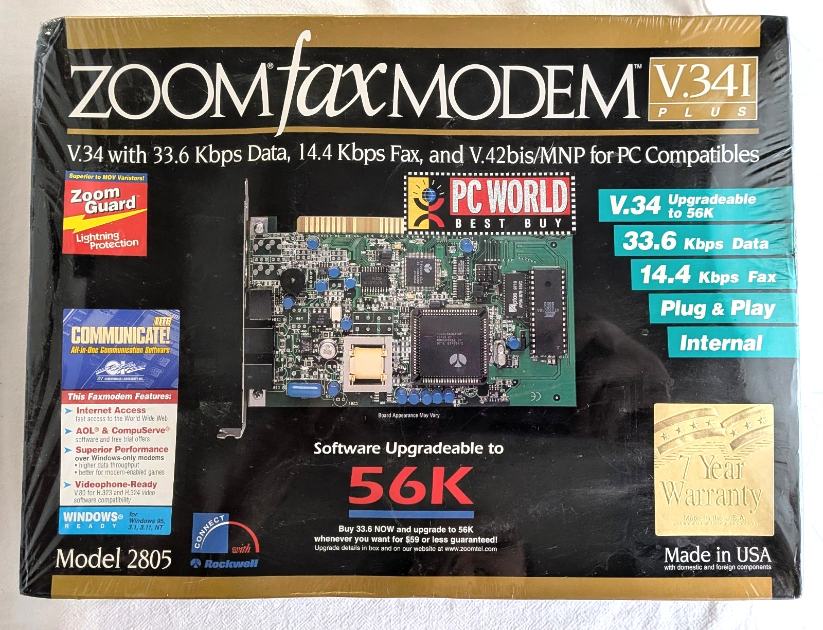 Vtg Zoom Fax Modem V.341 Plus New In Box Made USA