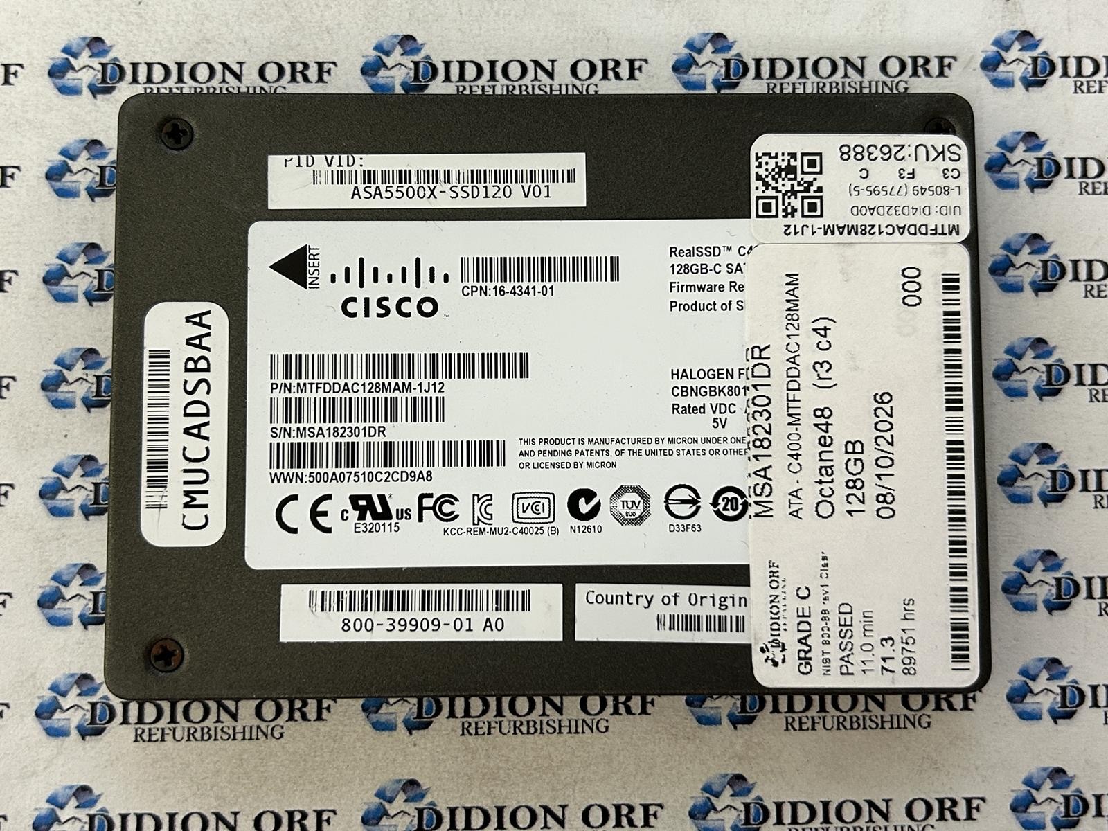 CISCO C400 128GB 2.5" SATA SSD MTFDDAC128MAM-1J12, Grade C, SKU 26388
