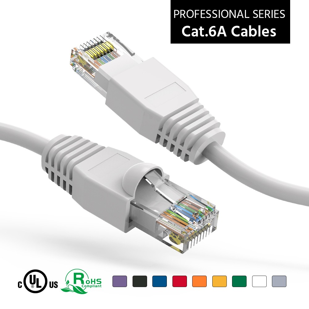 5 Pack of 5Ft CAT6A UTP Ethernet Network Booted Cable White