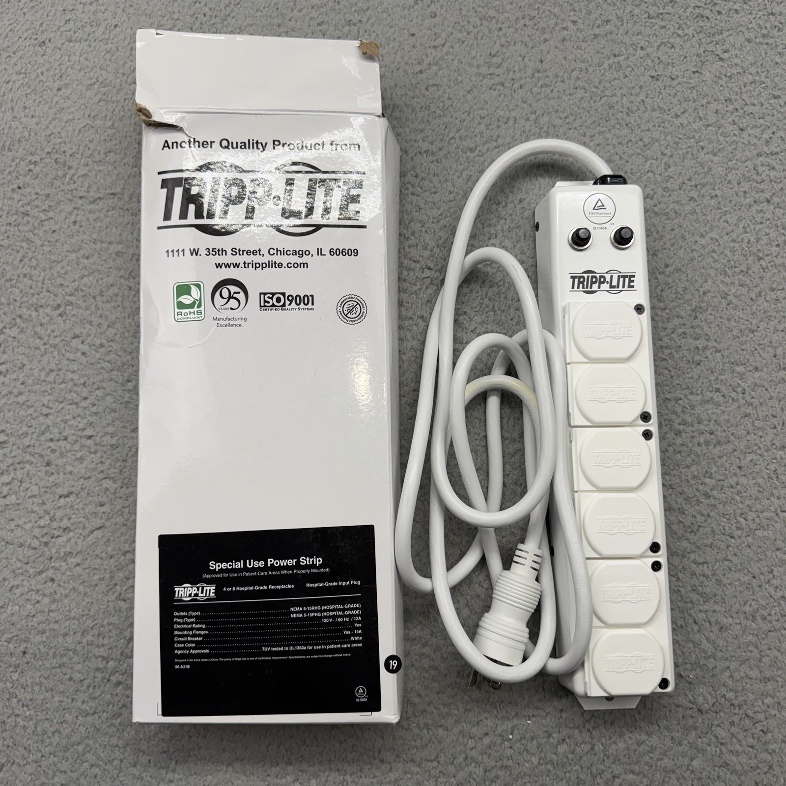 Tripp Lite PS-607-HG-OEM 6 Outlet UL 1363A Medical-Grade Power Strip 12A 120V