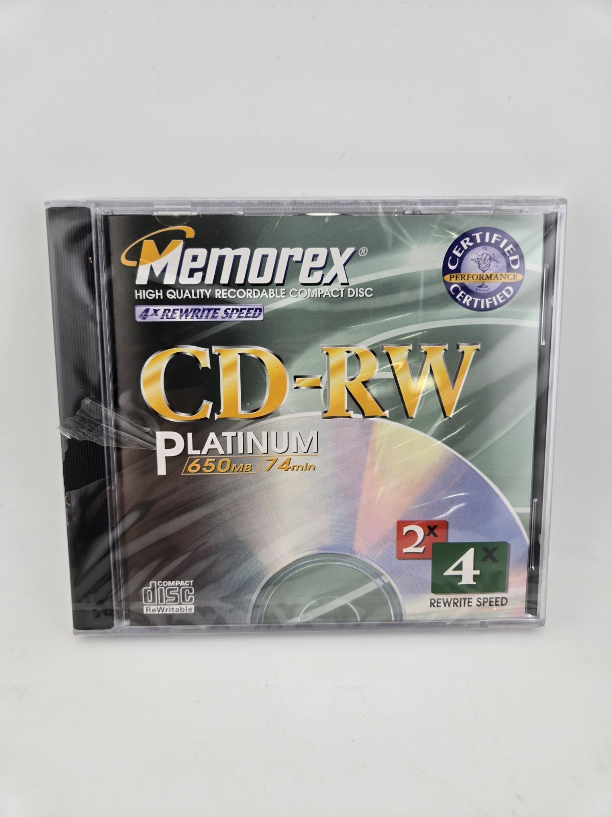 SEALED Memorex CD-RW Platinum 650MB / 74 Min 4x Rewrite Speed 1999 