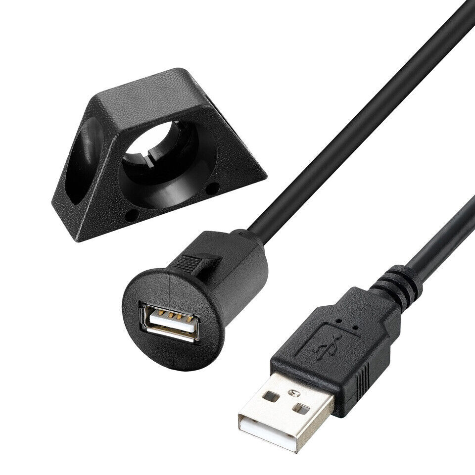 1M Car Dashboard Flush Mount USB 2.0 Male to Female Socket Panel Extension Cable