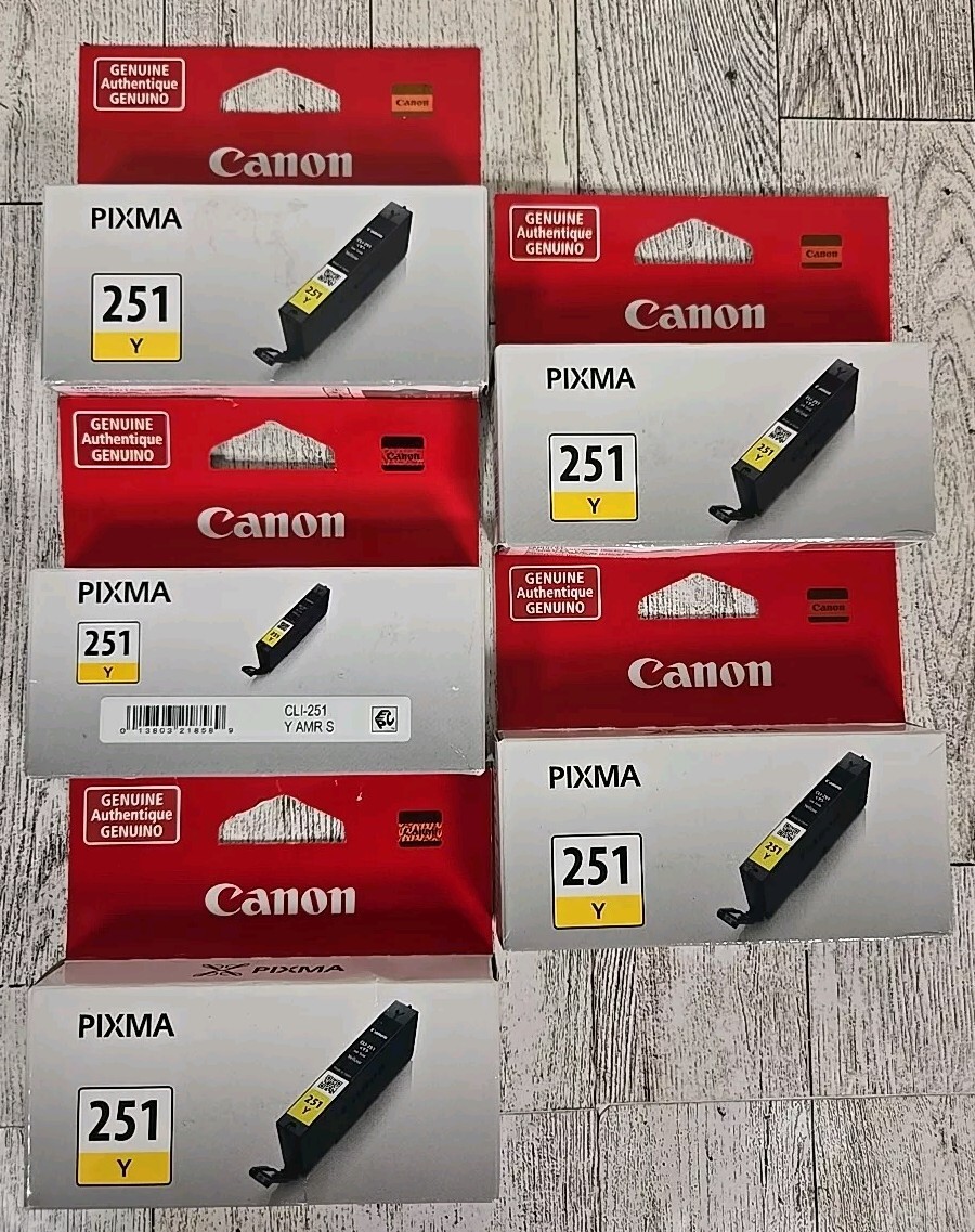 Canon Pixma 251Y Yellow Ink Cartridge CLI-251 Sealed Lot of 5 Genuine