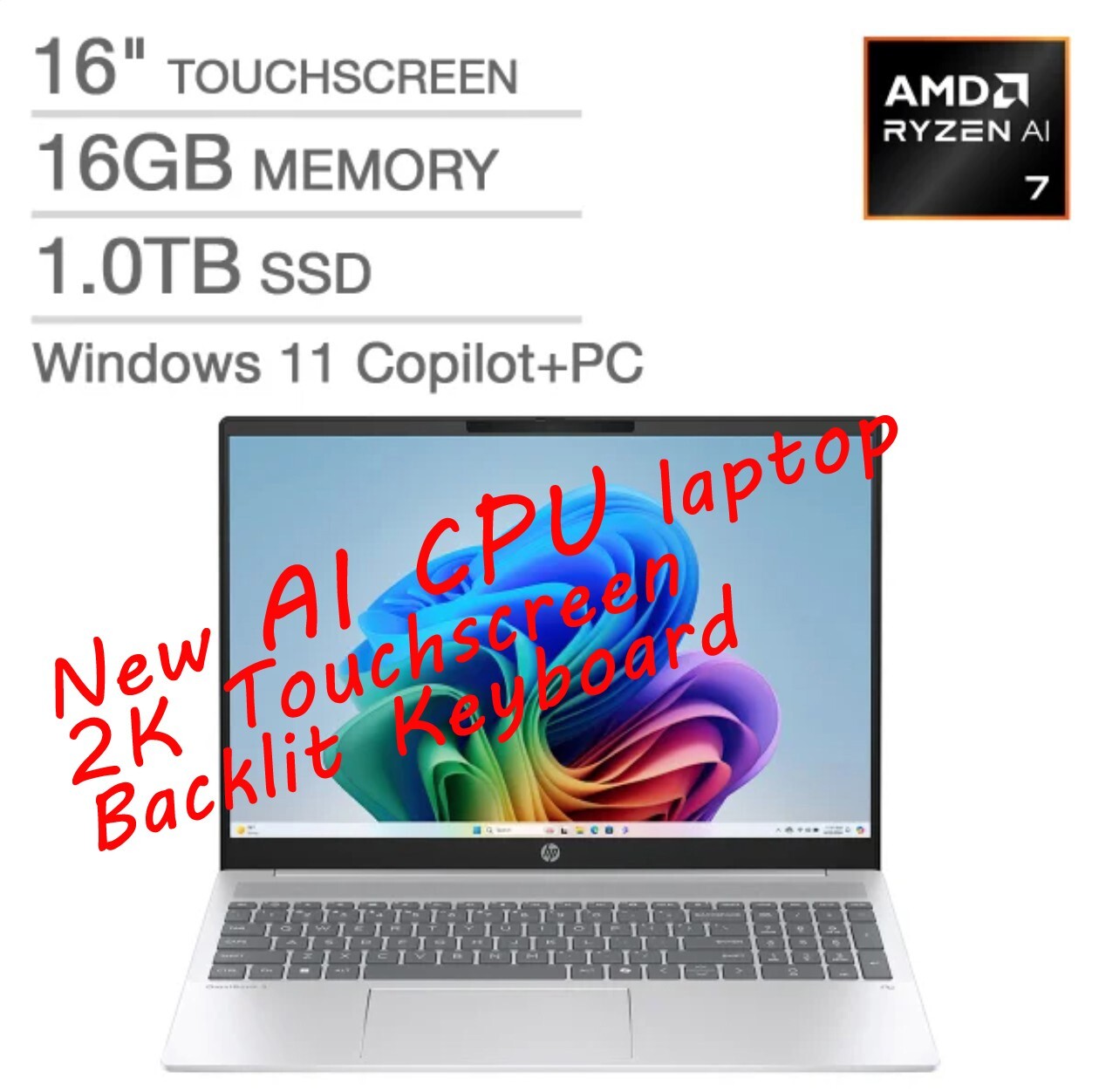 HP Omnibook 5 16" AI Touch 2K Laptop AMD AI 7 350 (Beat i7-13620H) 16GB 1TB💥New