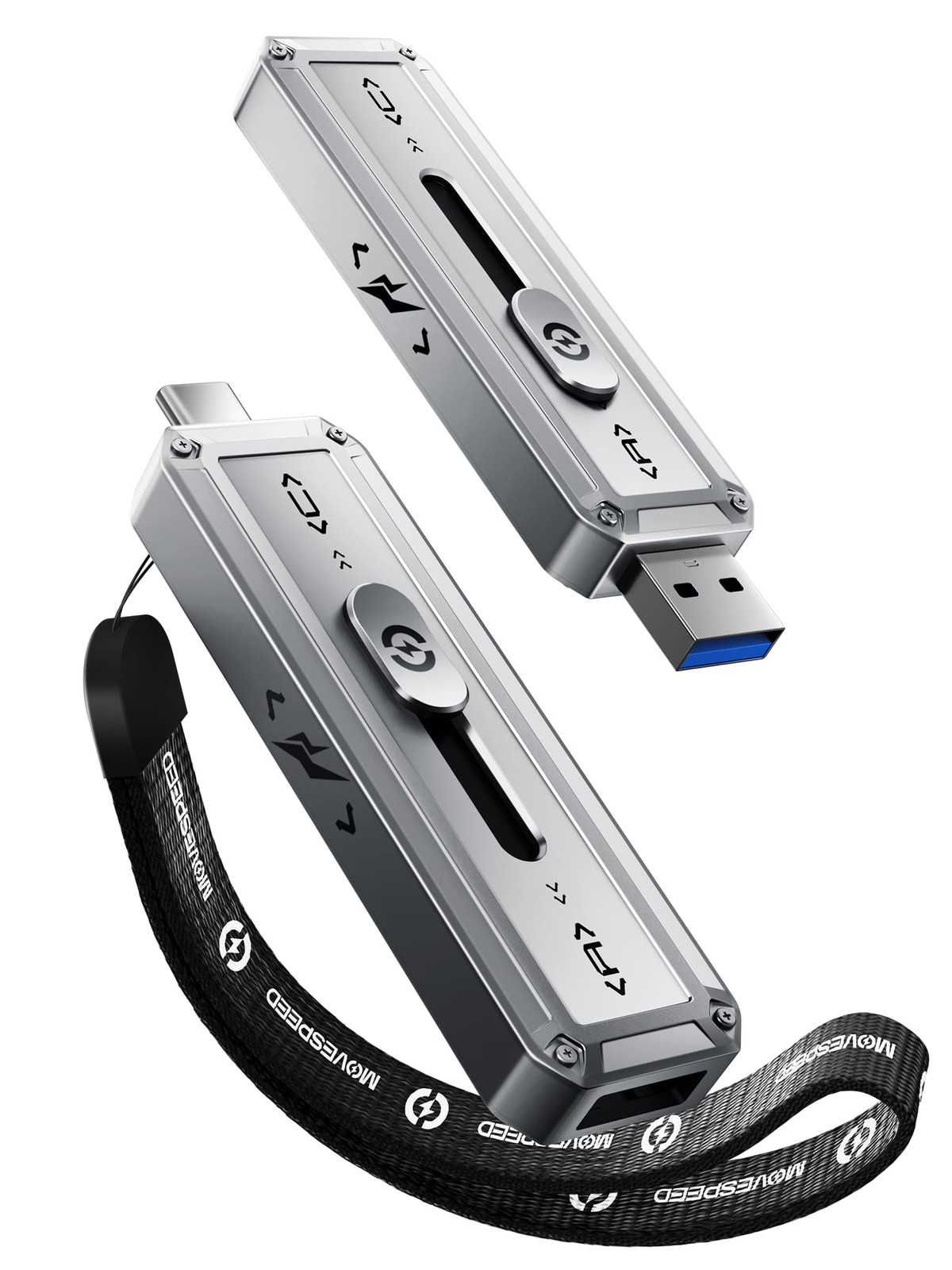 MOVE SPEED 1TB USB Drive, 2100MB/s TLC Reliable Transfer Portable 1TB, Silver