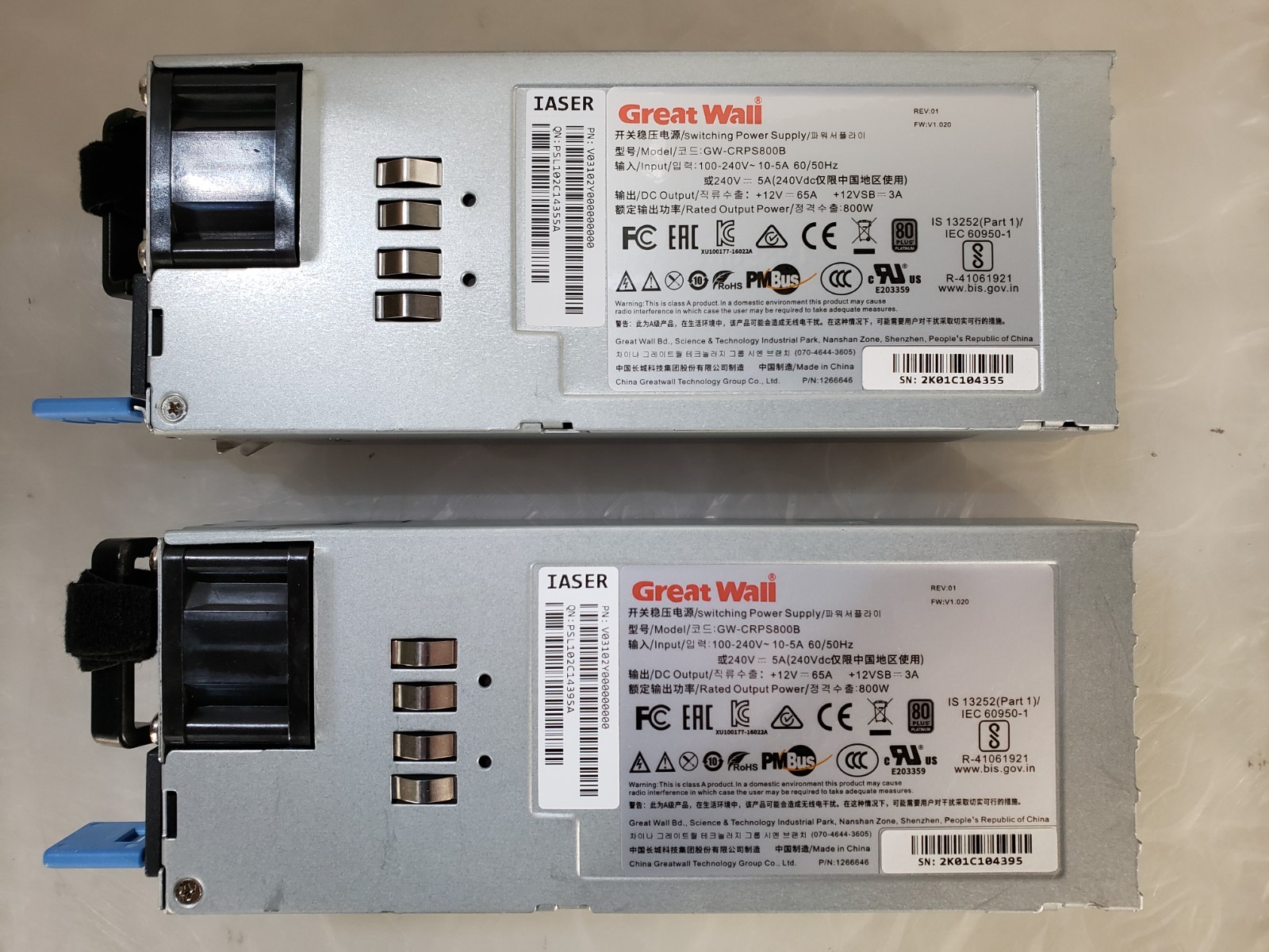 Pair of Great Wall GW-CRPS008 800W 80Plus Platinum Power Supply