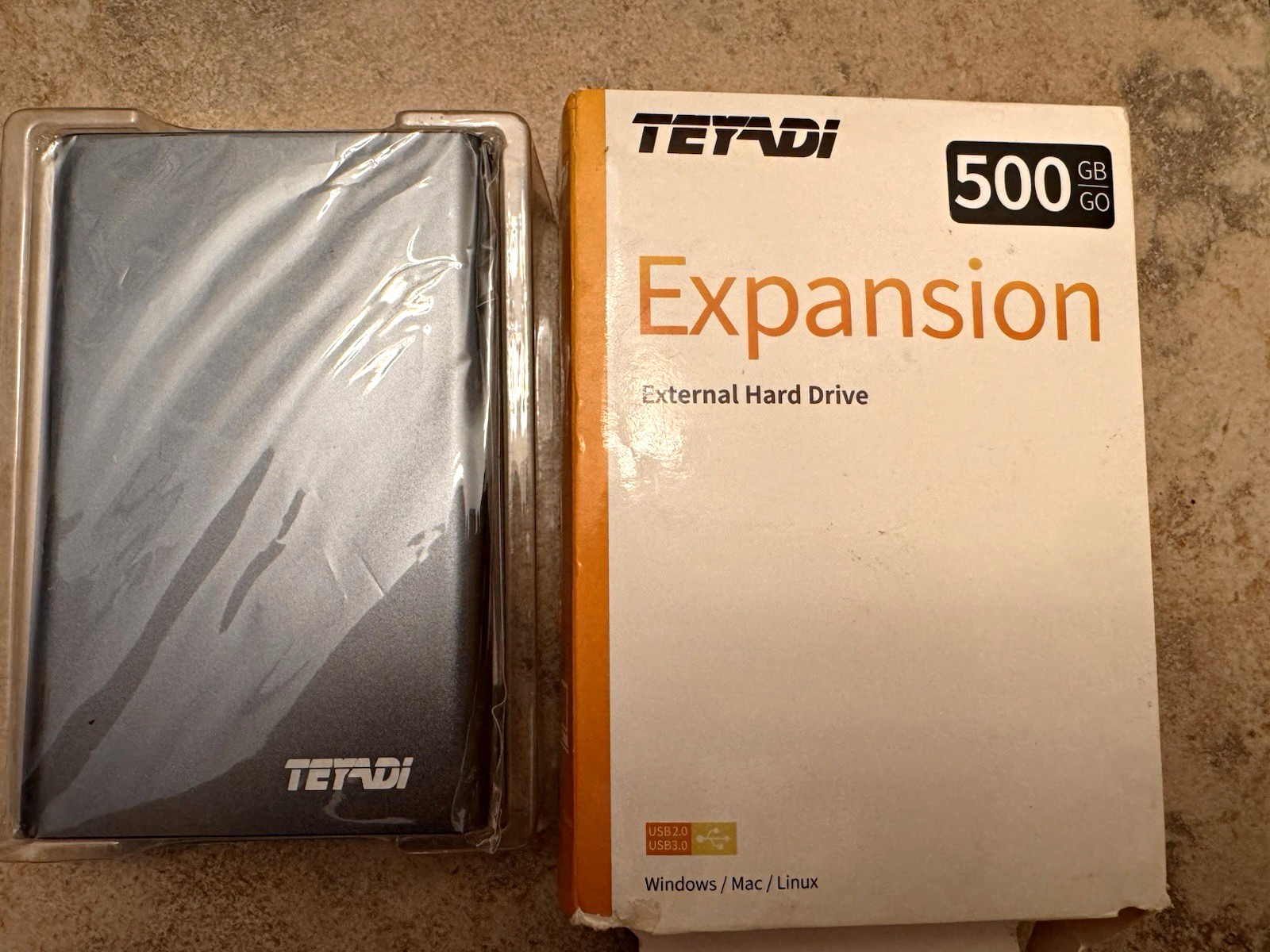 TEYADI Expansion 500GB USB 3.0 External HDD Drive Gray for Windows/Mac/Linux