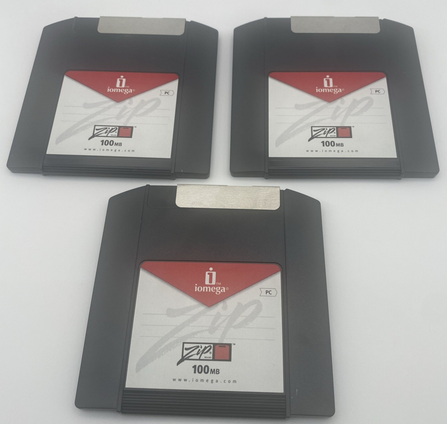Lot of 3 NEW Iomega Zip 100 Disks 100MB PC Formatted Media No Cases