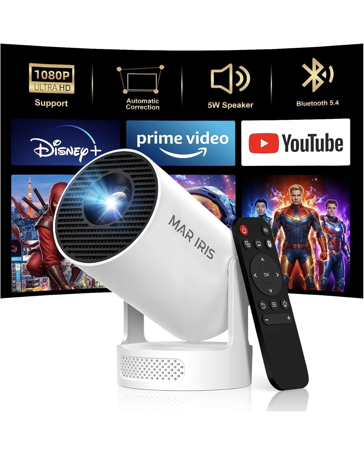 Mini Portable Projector with Built-in Apps, 180° Rotatable Design,WiFi 6..SEALED