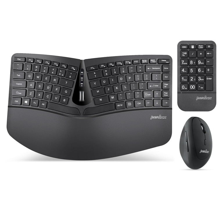Perixx PERIDUO-606A, 3-In-1 Wireless Compact Ergonomic Keyboard With Vertical Mo