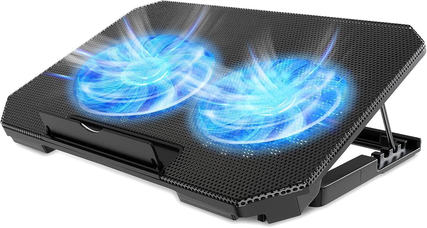 Laptop Cooling Pad with Adjustable Height Two 5.1 Inches Fan 2 USB Ports Suit