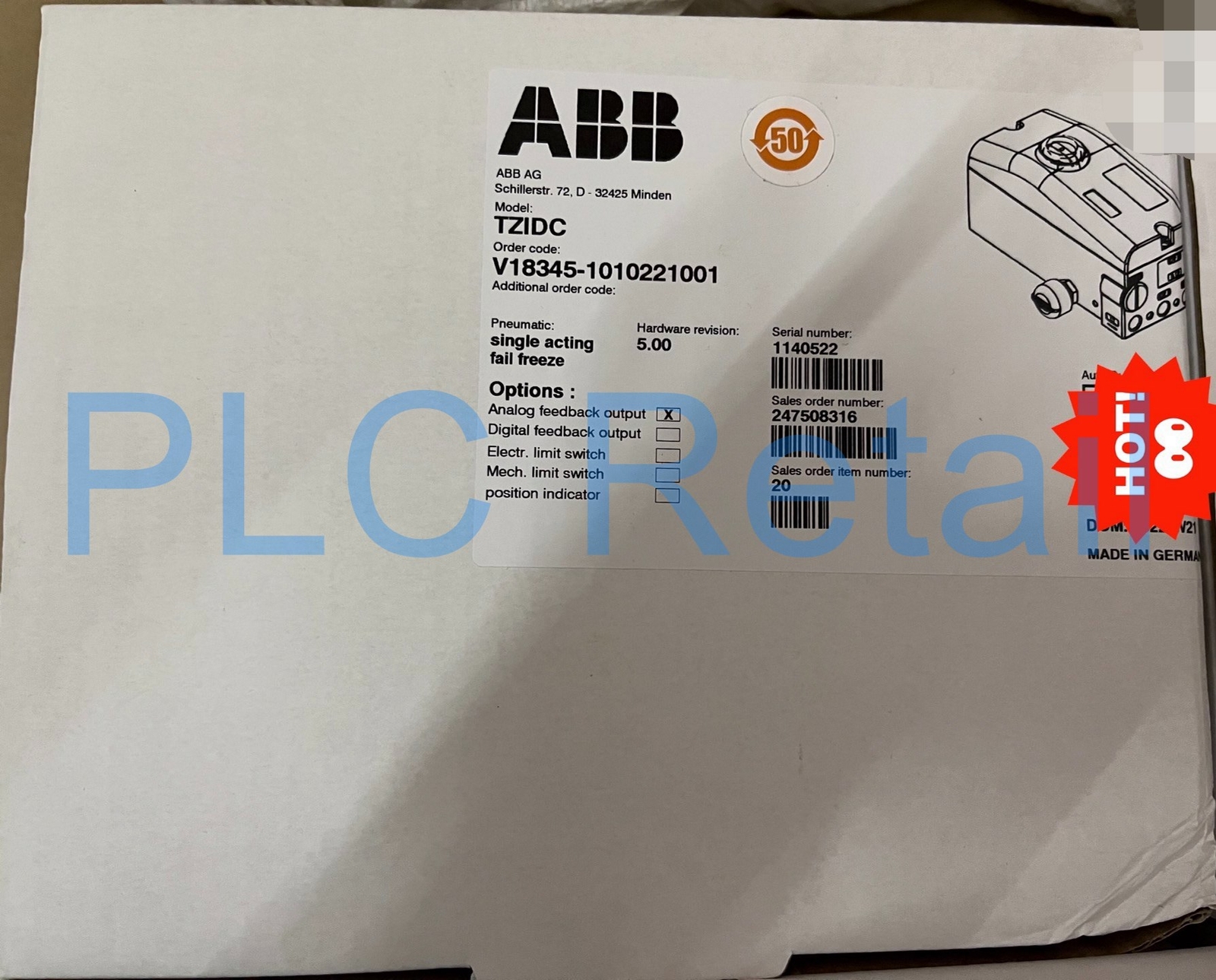 1PCS NEW ABB V18345-1010221001 Valve Positioner Fast delivery
