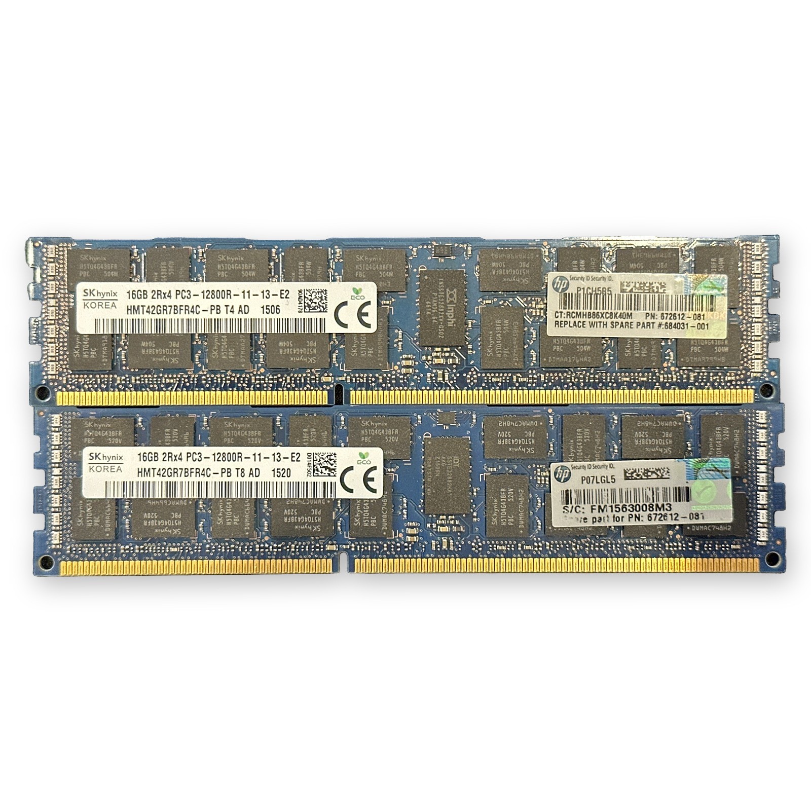 32GB (2x16GB) HP 672612-081 SK Hynix HMT42GR7BFR4C-PB DDR3 PC3-12800R ECC REG