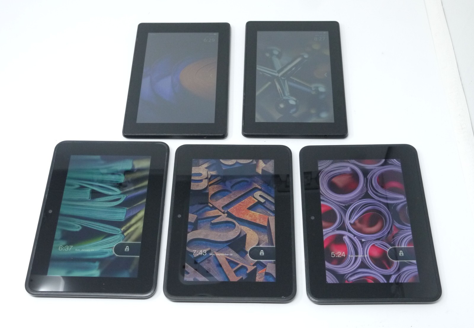 Lot of 5 Working Amazon Kindle Fire 2nd Gen / Fire 7 3rd Gen Wifi Tablets