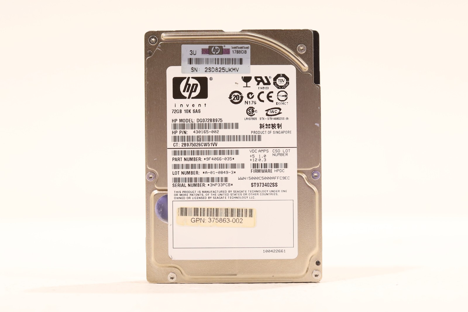 HP DG072BB975 72GB 2.5" 3Gb/s 10K RPM SAS Hard Drive P/N: 375863-002 Tested