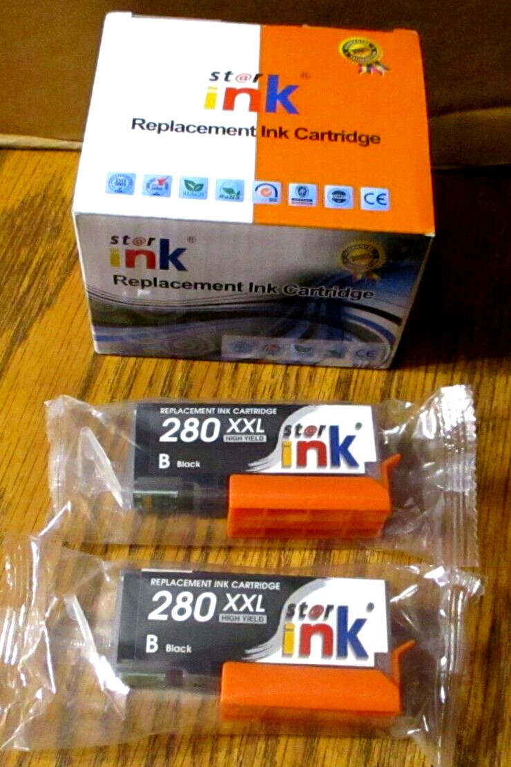 2 Star Ink 280XXL Ink Cartridges Used in Canon Pixma Printers NEW Factory Sealed