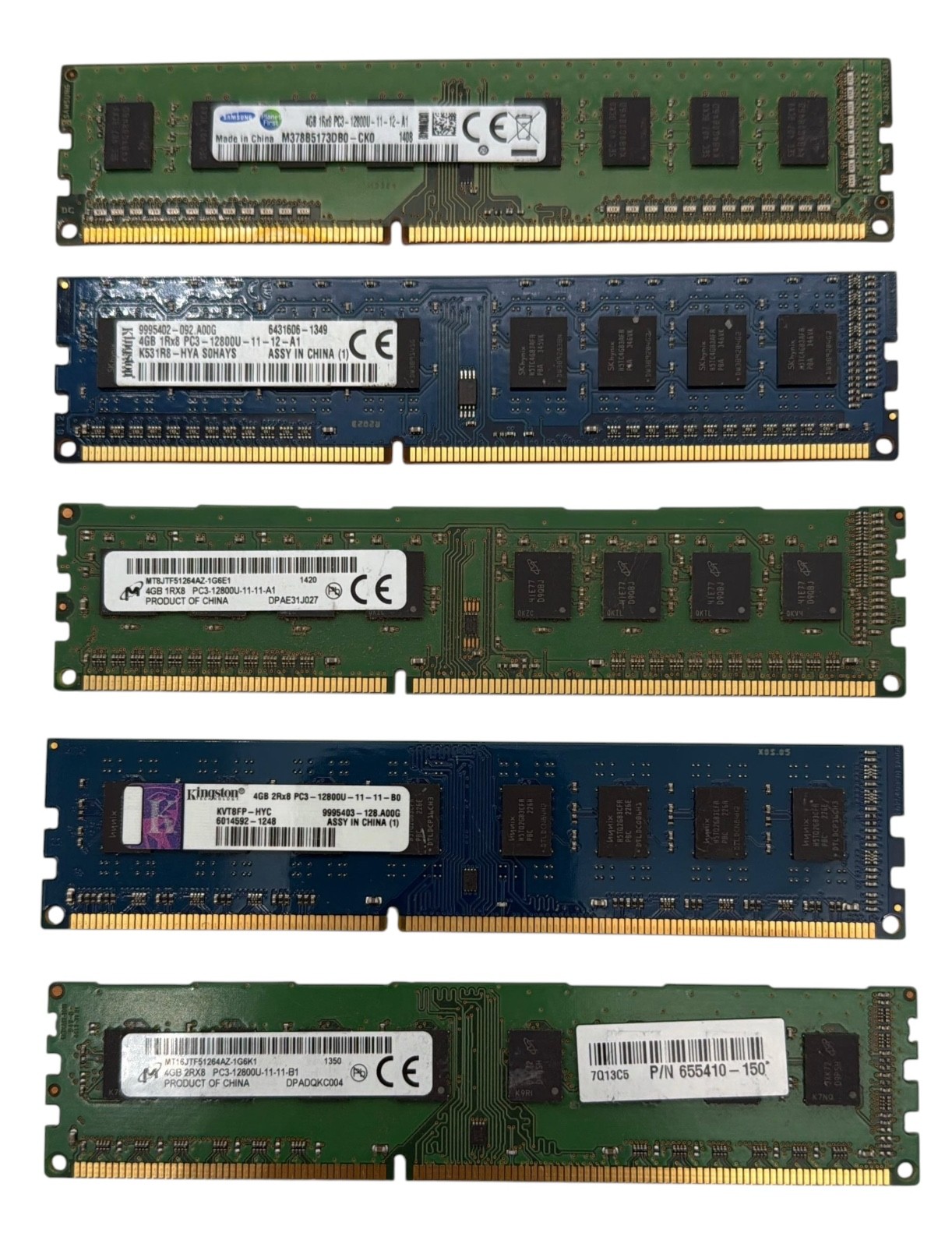 Lot of 50 Major Brand 200GB 50x4GB PC3-12800 DDR3-1600  DIMM Desktop Memory RAM