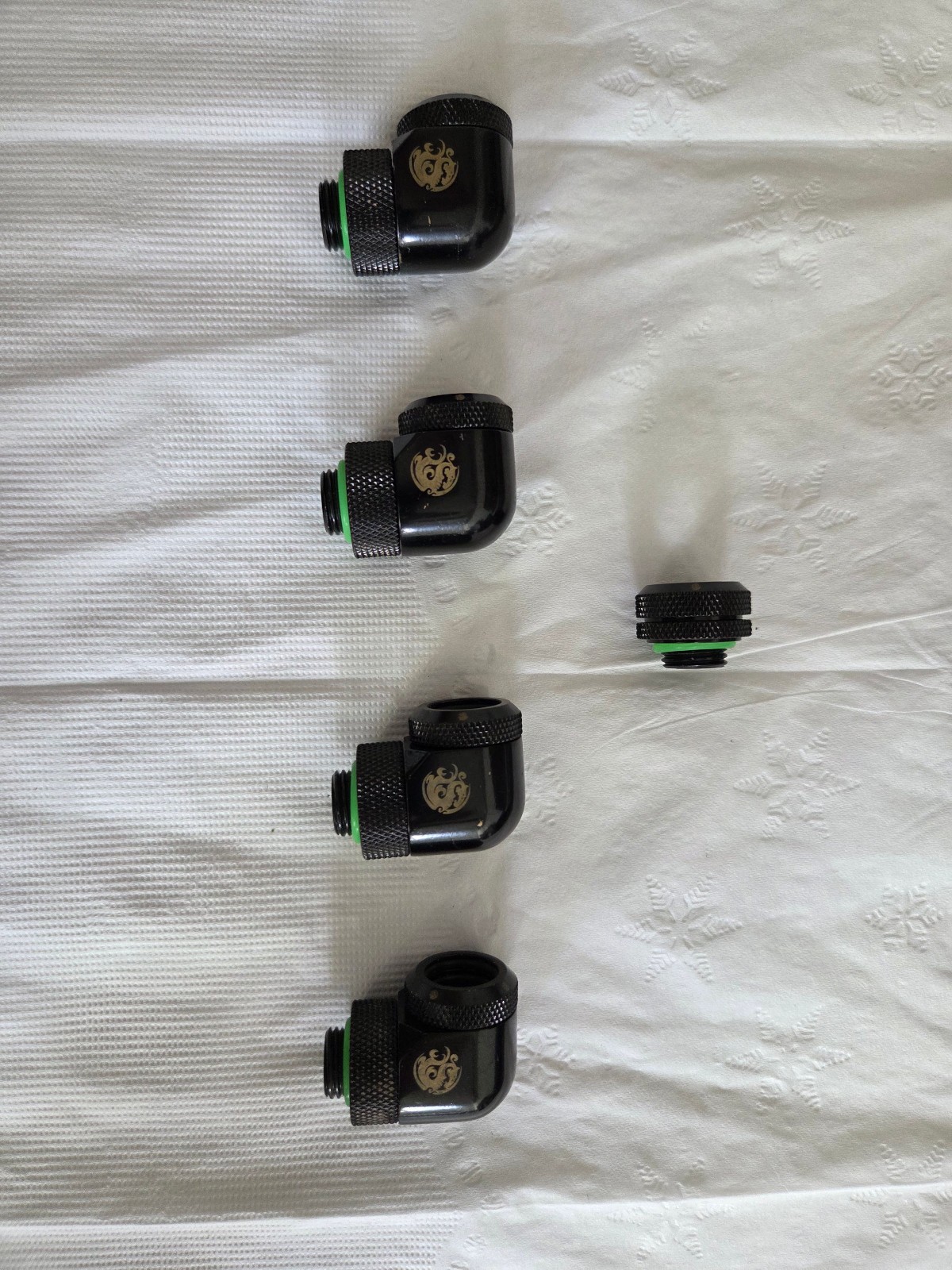 Bitspower Carbon Black G1/4 Set of 5 Hard Tube Acrylic Fittings 90deg Straight